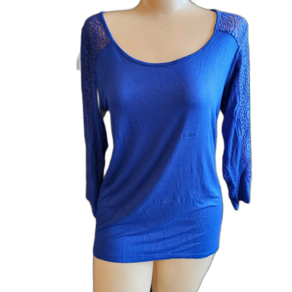 Marilyn Monroe Rayon Top w Scoop Neck, 3/4 Sleeves & Back Lace Detail sz L - Picture 1 of 6